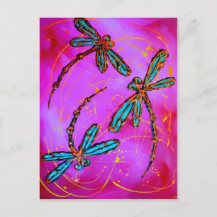 Dragonfly Flit Electric Roze Briefkaart