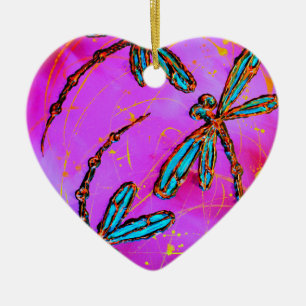 Dragonfly Flit Electric Roze Keramisch Ornament