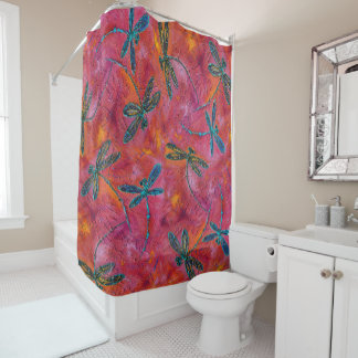 Dragonfly Flit Hot Fuchsia Douchegordijn
