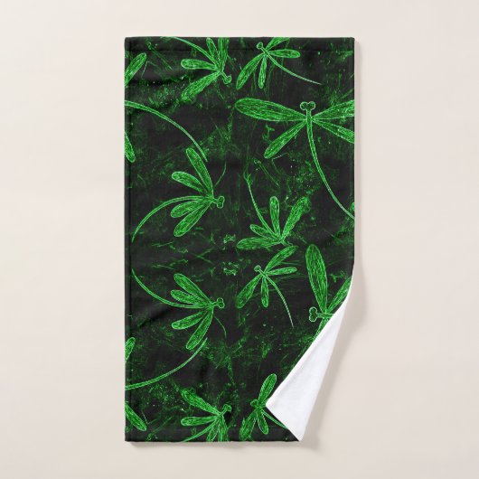 Dragonfly Flit Neon Green Bath Towel Set Bad Handdoek (Handdoek)