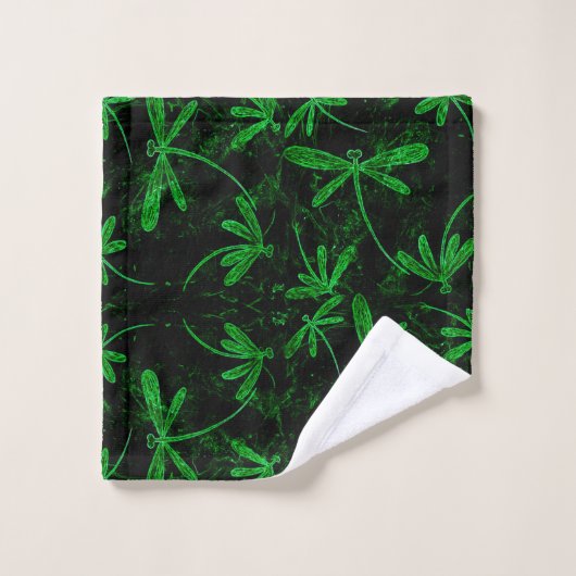Dragonfly Flit Neon Green Bath Towel Set Bad Handdoek (Wasdoekje)