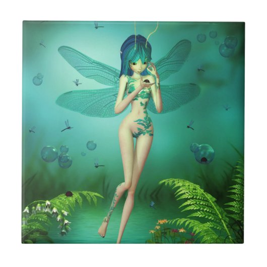 Dragonfly Flitters keramische tegel Tegeltje (Voorkant)