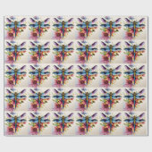Dragonfly Floral Multicolor Art Cadeaupapier (Vlak)