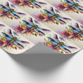 Dragonfly Floral Multicolor Art Cadeaupapier (Hoek)