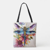 Dragonfly Floral Multicolor Art Draagtas (Achterkant)