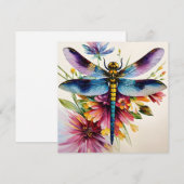 Dragonfly Floral Multicolor Art Feestdagenkaart (Voorkant / Achterkant)