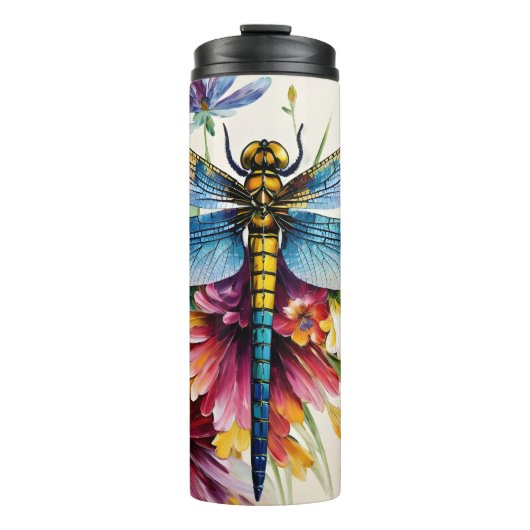 Dragonfly Floral Multicolor Art Thermosbeker (Voorkant)