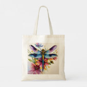 Dragonfly Floral Multicolor Art Tote Bag (Achterkant)