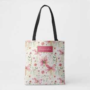 Dragonfly Floral Sac fourre-tout personnalisé