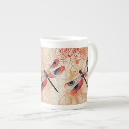 Dragonfly Flourish Bone China Mok (Voorkant rechts)
