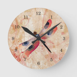 Dragonfly Flourish Clock Ronde Klok