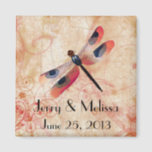 Dragonfly Flourish Wedding Favor Magnet<br><div class="desc">Cet amant de faveur de mariage de la libellule présente ma libellule d'aquarelle sur un arrière - plan en couches arts numériques. Idéal pour les Mariages d'été ou les Mariages à thème de libellules.</div>