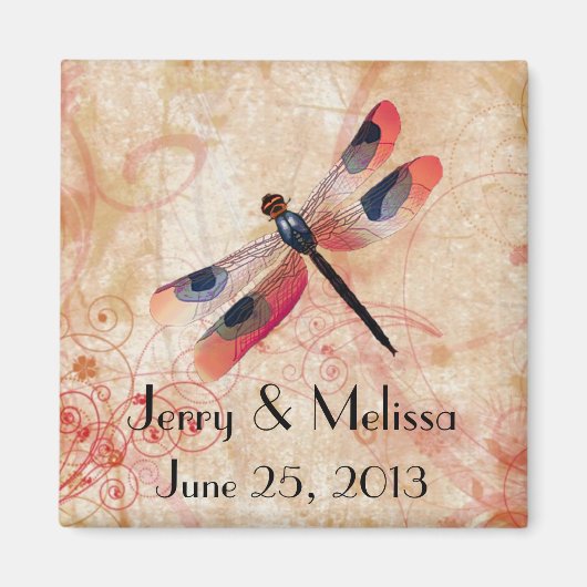 Dragonfly Flourish Wedding Favor Magnet Magneet (Voorkant)