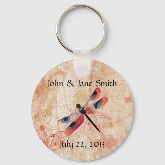 Dragonfly Flourish Wedding Favor Sleutelhanger (Voorkant)