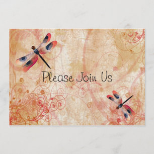 Dragonfly Flourish Wedding Invitation Kaart