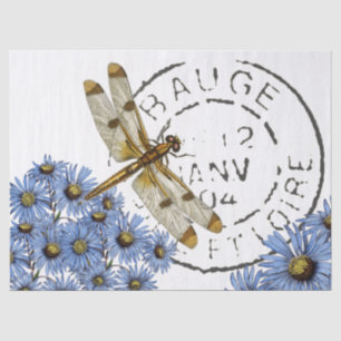 Dragonfly Flower French Postmark Decoupage Tissuepapier
