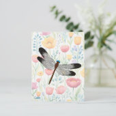 Dragonfly & Flowers - Briefkaart (Staand voorkant)