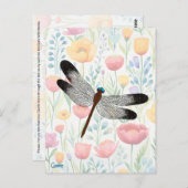 Dragonfly & Flowers - Carte postale (Devant / Derrière)