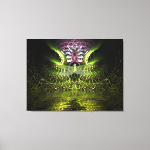 Dragonfly Fractal Magic Wrapped Canvas