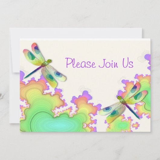 Dragonfly Fractal Wedding Invitation Kaart (Voorkant)
