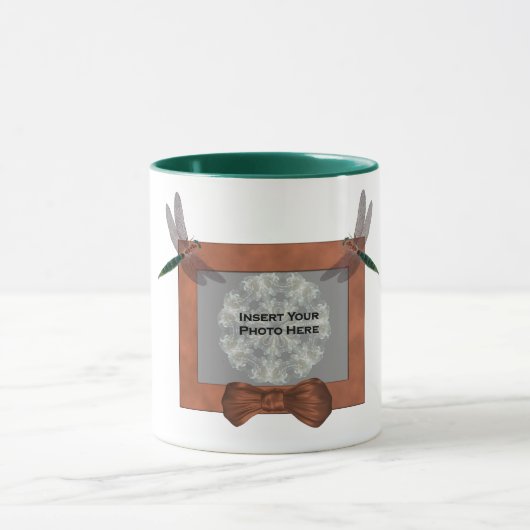 Dragonfly Frame Personalized Wedding Photo Mok (Midden)