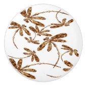 Dragonfly Frenzy Gold Ceramic Pull Keramische Knop (Voorkant)