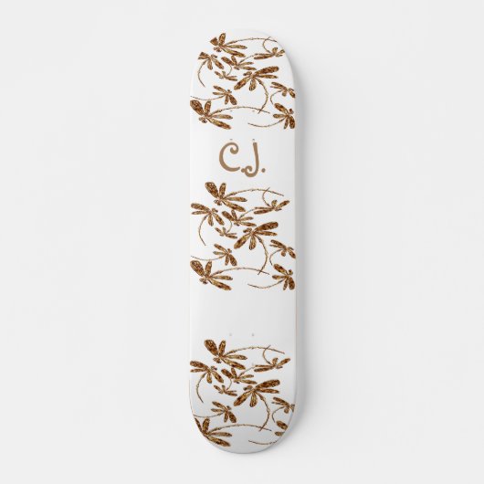 Dragonfly Frenzy Gold Skateboard Deck (Devant)