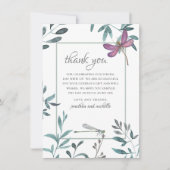  Dragonfly Garden Greenery op White Wedding Bedankkaart (Voorkant)