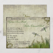 Dragonfly Garden Vintage Wedding Uitnodiging (Voorkant / Achterkant)