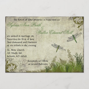 Dragonfly Garden Vintage Wedding Uitnodiging