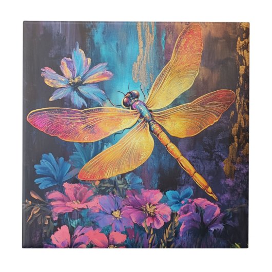 Dragonfly Garden Wings Ceramic Tile 4.25x2.25 Tegeltje (Voorkant)
