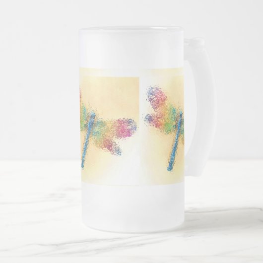 Dragonfly gekristalliseerd (geel) matglas bierpul (Voorkant rechts)