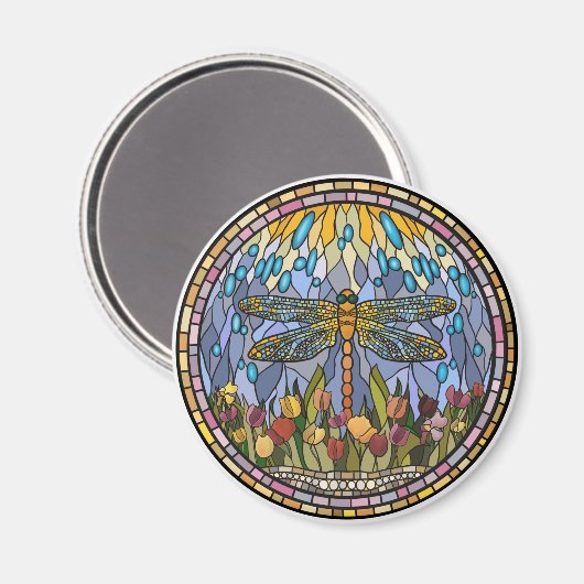 Dragonfly-Glas in lood ontwerp Magneet (Voorkant / Achterkant)