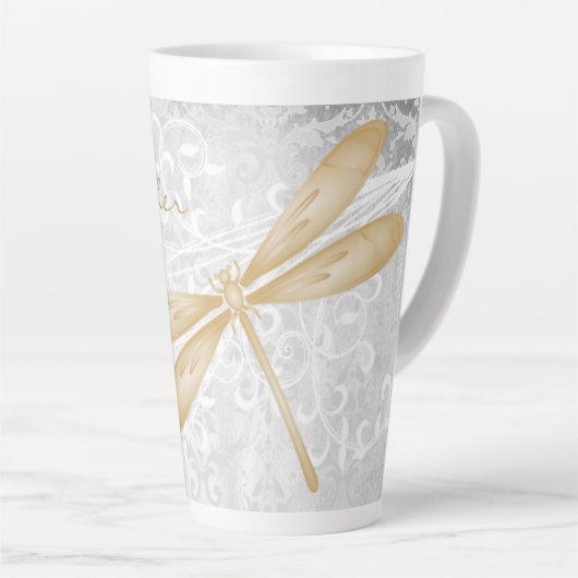 Dragonfly Gold Personnalisée Latte Mug (Angle droit)