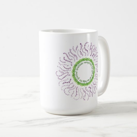 Dragonfly & Gratitude Mandala Sun Flower Mok (Voorkant rechts)