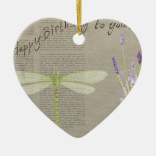 dragonfly happy jarig keramisch ornament