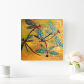 Dragonfly Haze Vierkante Klok (Huis)