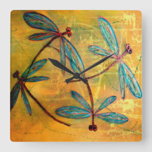Dragonfly Haze Vierkante Klok
