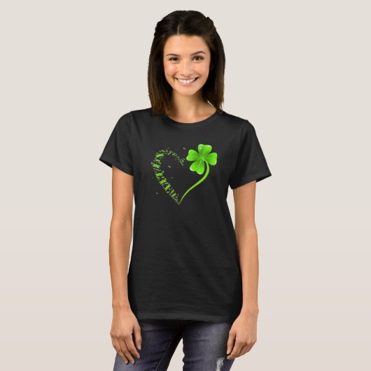 Dragonfly heart Shamrock Heart Clover Happy St. Pa T-shirt (Voorkant volledig)