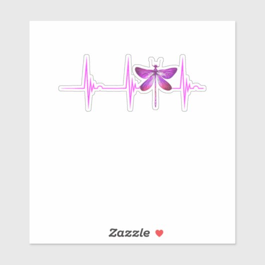Dragonfly Heartbeat EKG Pulse Nature Insect Dragon Sticker (Vel)