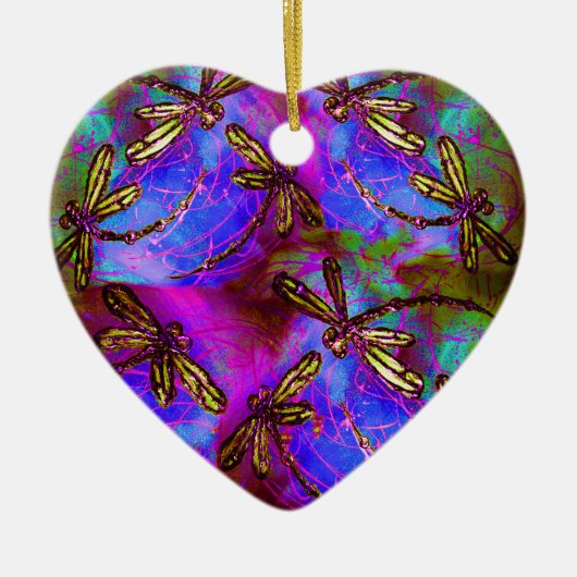 Dragonfly Hippy Flit Keramisch Ornament (Voorkant)