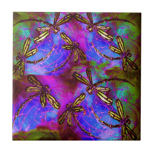 Dragonfly Hippy Flit Tegeltje (Voorkant)