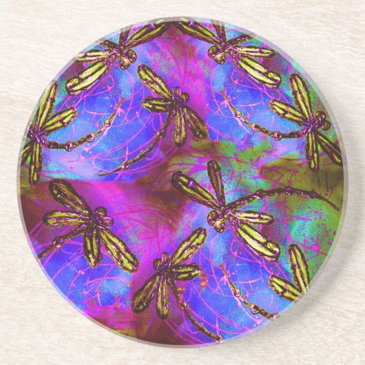 Dragonfly Hippy Flit Zandsteen Onderzetter (Voorkant)