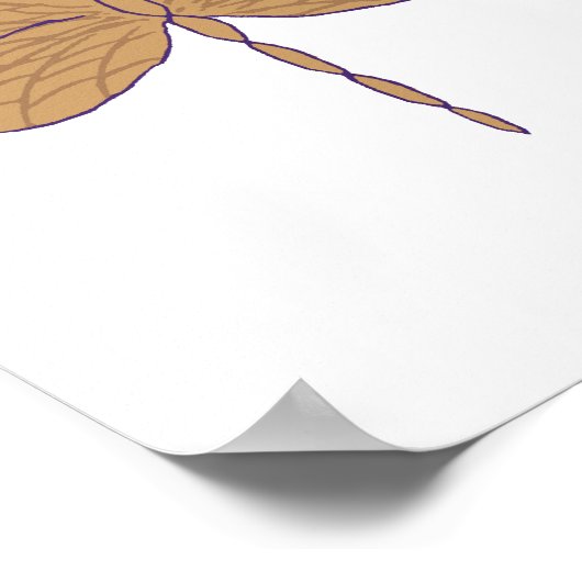 Dragonfly Illustratie Paars en Tan Poster (Hoek)
