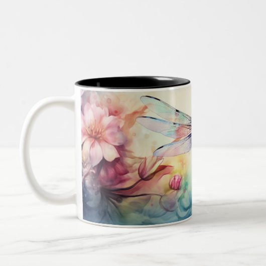 Dragonfly in bloemen tweekleurige koffiemok (Links)