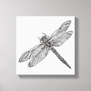 Dragonfly in stijl 6 canvas afdruk