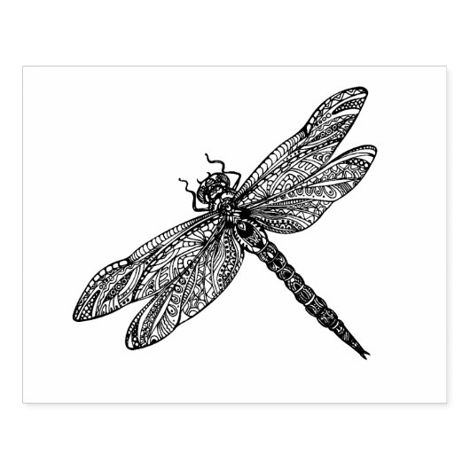 Dragonfly in stijl 	rubberstempel (Afrduk)