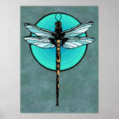 Dragonfly in Turquoise Circle Poster (Voorkant)