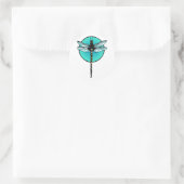 Dragonfly in Turquoise Circle Ronde Sticker (Tas)
