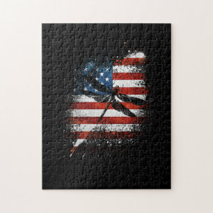Dragonfly Independence Day Patriotic US Flag Legpuzzel